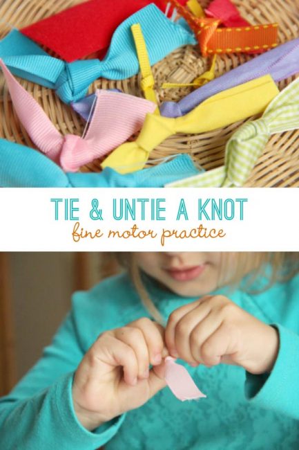 Kids will love this fine motor knot tying activity that builds skills of the hands.