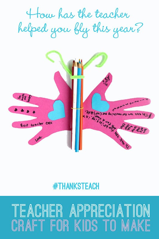 This butterfly teacher appreciation craft is cute and fun for kids to make and give to their teachers at the end of the school year!