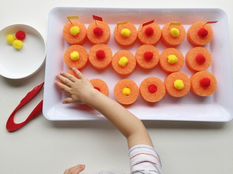 Try out different ways to play with your pool noodle fine motor tray!