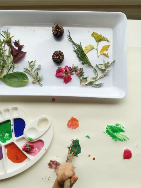 Painting with nature is such a fun sensory experience for kids!