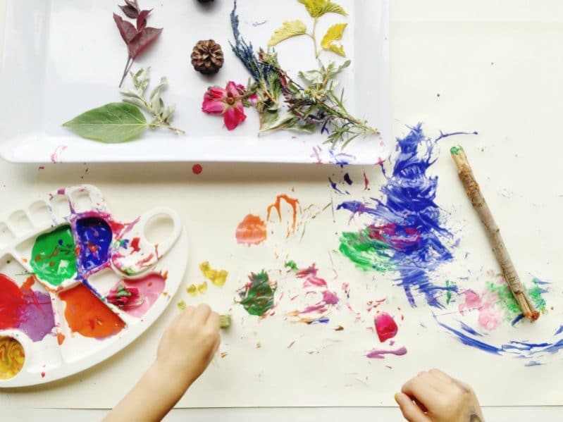 painting with nature is creative and a sensory experience for kids