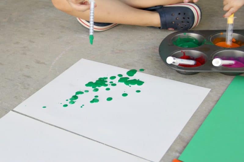 What a fun, active way to make art -- syringe painting!