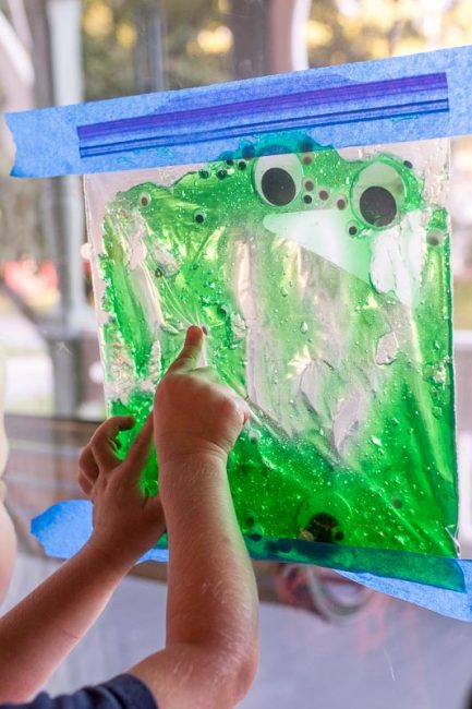An edible version of the slimy eyes sensory bag for toddlers!