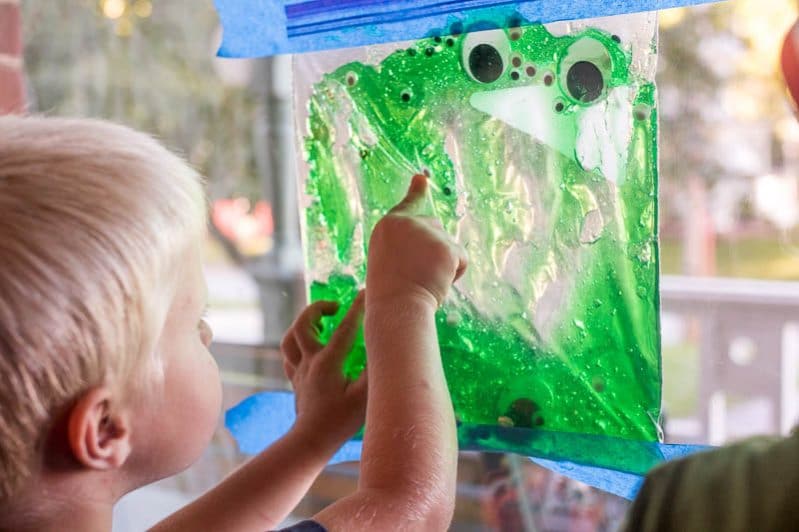 An edible version of the slimy eyes sensory bag for toddlers!