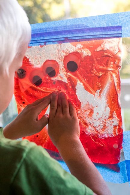 An edible version of the slimy eyes sensory bag for toddlers!