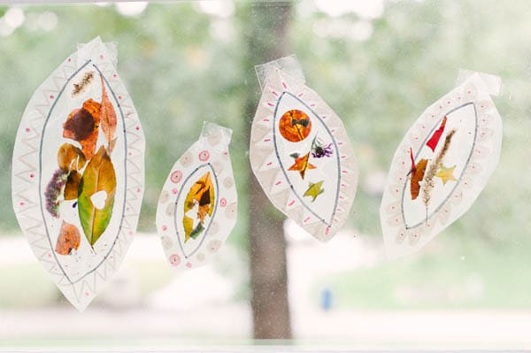 Make a colorful fall leaf suncatcher collage