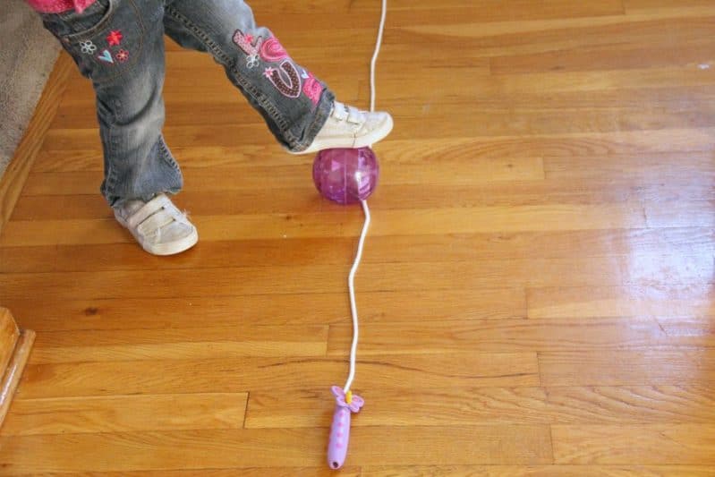 Kids can play this follow the line motor planning activity while developing balance.