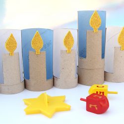 Hanukkah Menorah Made from Recycled Cardboard Tubes