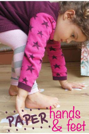 Active kids will love these paper hands and feet, a simple gross motor activity!