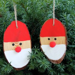 Wood Slice Santa Ornaments