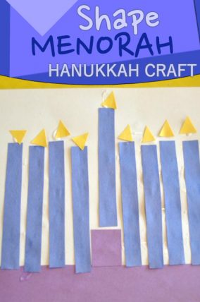 Build a menorah Hanukkah craft with simple shapes!