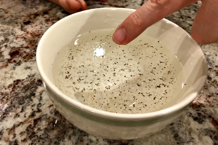 This surface tension experiment for kids is a perfect way to introduce little ones to science... and make them think you can do magic.