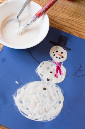 Simple snowman to make with homemade puffy paint