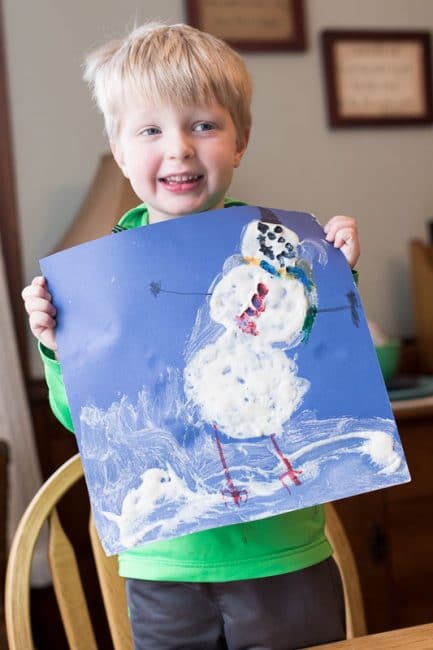 Simple snowman to make with homemade puffy paint