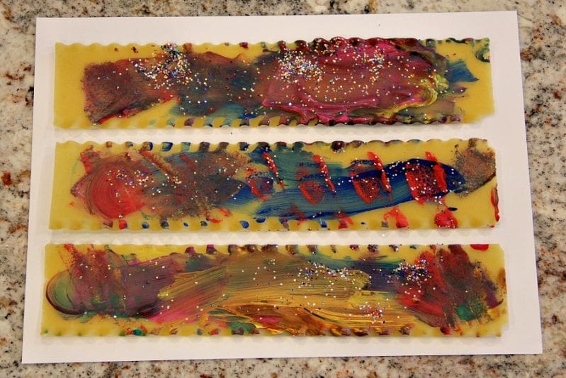 Lasagna Noodle Painting is such a fun way to get wacky with your preschooler's painting!