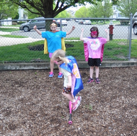 Adjust the size of the obstacle depending on their age for this Superhero Playground Challenge!
