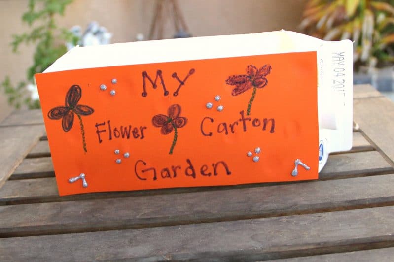 Flower garden for kids made of upcycled cartons - so smart!