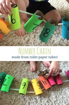 Make an easy number chain with your preschooler - great for learning number orders!