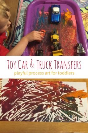 Process Art for Toddlers - this truck painting transfer activity gives their playful painting a purpose.