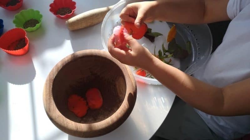 Crush, grind, smell, taste, and explore a preschool sensory experience with this simple montessori experiment using a mortar and pestle while strengthening both fine and gross motor skills!