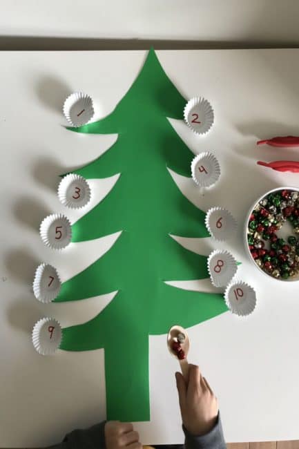 fine motor christmas tree transfer activity