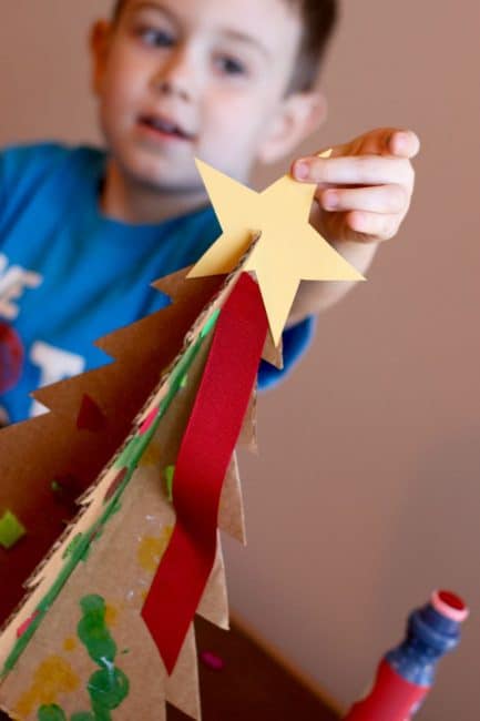 Your children can help you decorate for Christmas with an easy tabletop tree activity.