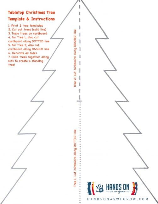 Use this printable template to create your easy tabletop Christmas tree with your kids.