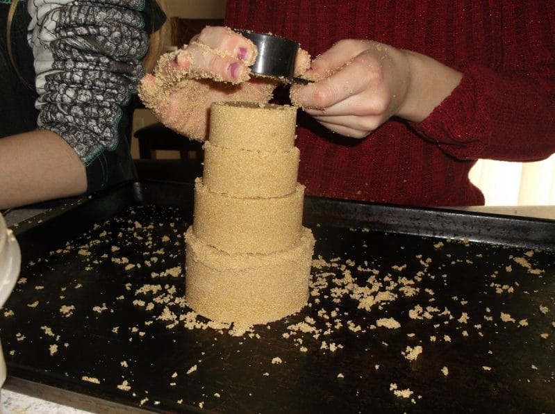 Create indoor beach fun with brown sugar sand castles! Sort each scoop by size to build a tall tower.