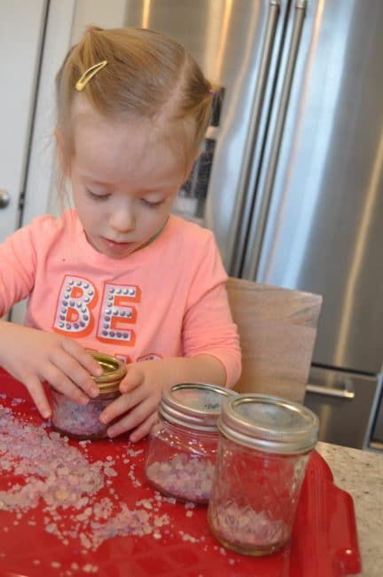 DIY rainbow salt is super simple to make for independent sensory play.