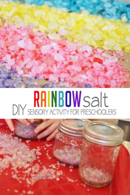 Make your own rainbow salt for fun sensory play with your preschooler or toddler!