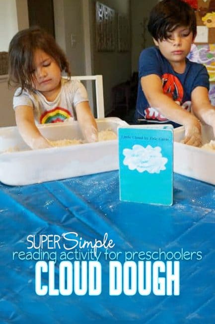 Make super simple cloud dough with your preschoolers for a fun ready-based activity!