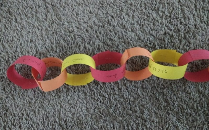 Practice pattern making with different colors when you make your thankful chain for Thanksgiving!