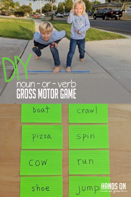 Ready, set, go! Move your way to understanding nouns and verbs with a fun gross motor game!
