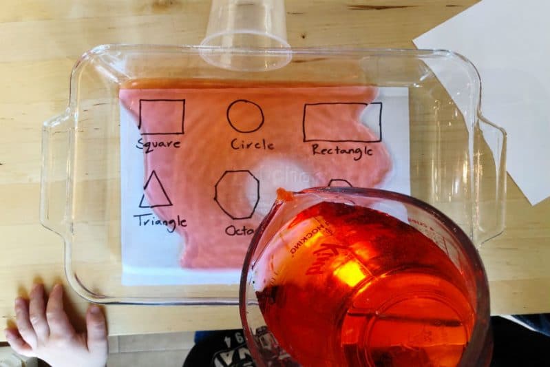 Add colored water to make your shapes activity even more fun!