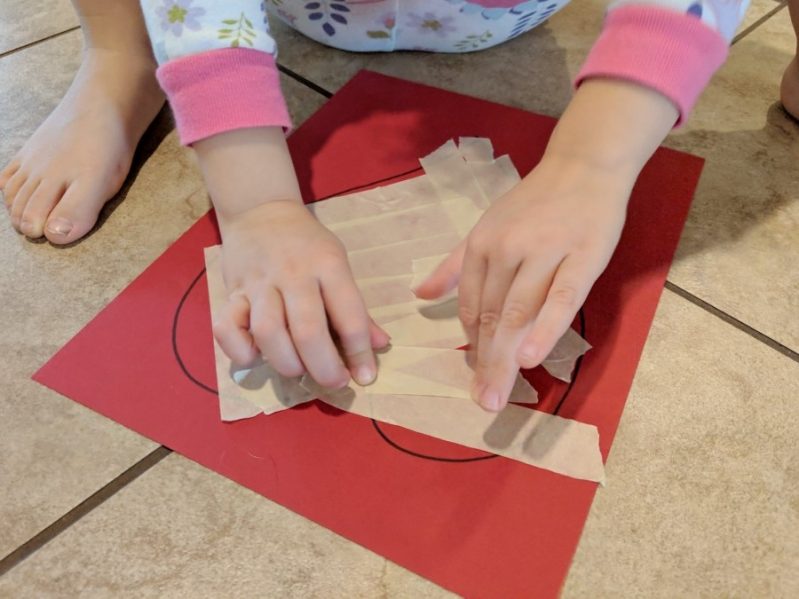Stick your tape to the paper to create fun, mess-free art!