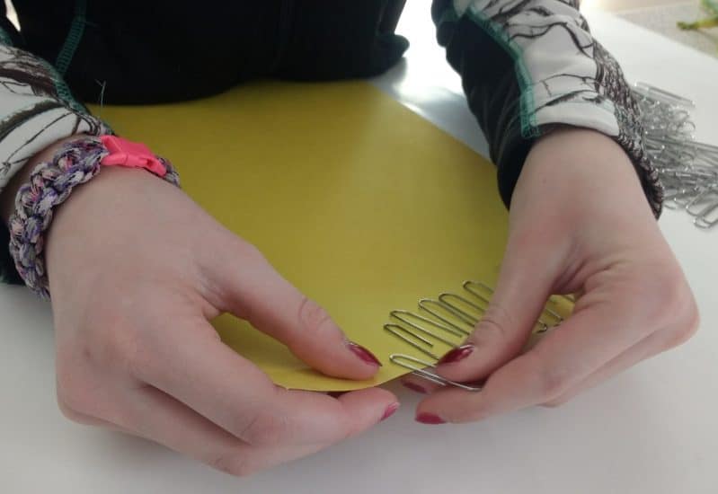Put paper clips onto construction paper for a simple fine motor activity!