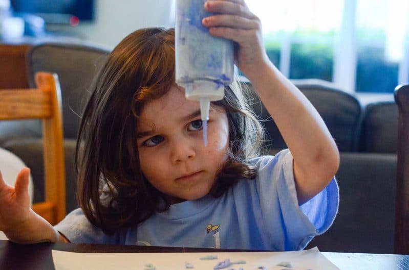 We loved watching the DIY puffy paint drop and plop onto the paper!