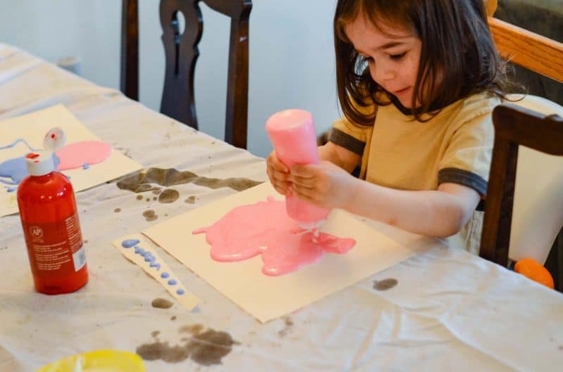 Have puddles? Turn your DIY puffy paint activity into process art!