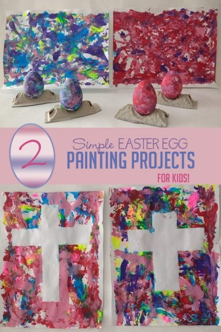 Make two super fun and easy Easter crafters for kids! Roll and paint with Easter eggs, then create tape resist crosses together for a full day of spring crafting fun!