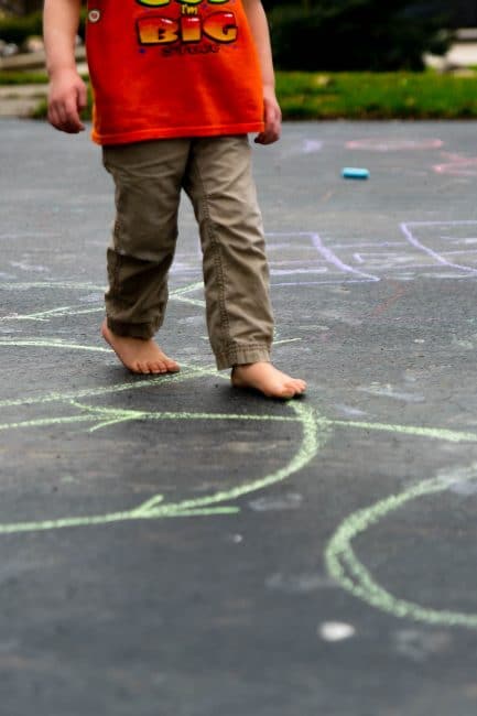 Can you walk the line in this sidewalk chalk obstacle course? Add arrows to show which direction to follow!