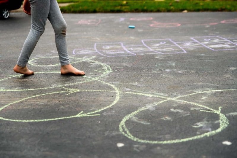 Simple Sidewalk Chalk Obstacle Course for Gross Motor Skills