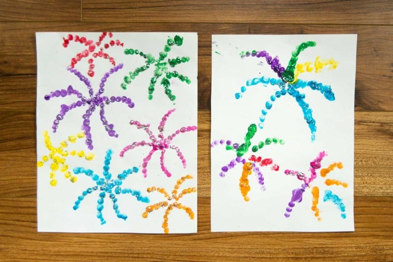 Your kids will love finger painting fireworks for the Fourth of July!