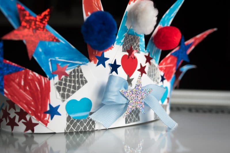 Make your own 4th of July hats with lots of red, white, and blue crafting supplies!