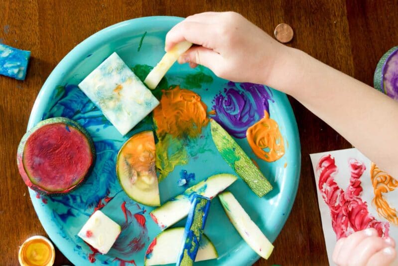 Stamp and paint with veggies! It's a fun and creative way to make art!