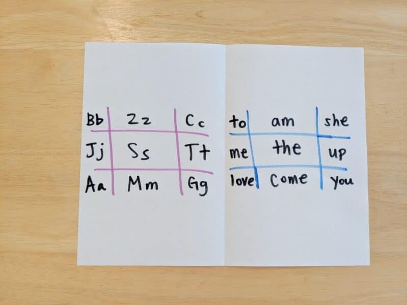 Use a tic-tac-toe activity to work on letters and sight words!