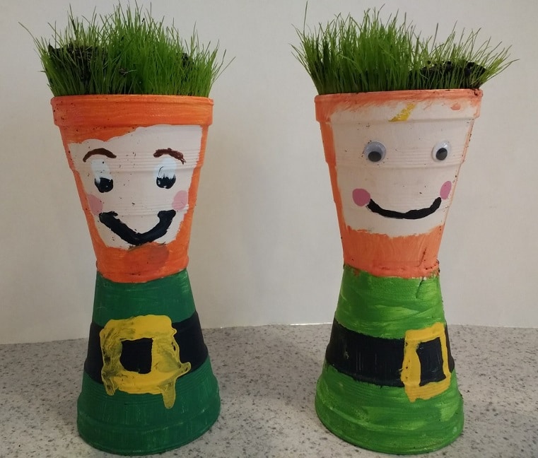 Cute and easy leprechaun hair craft to grow spring plants for St. Patrick's Day!
