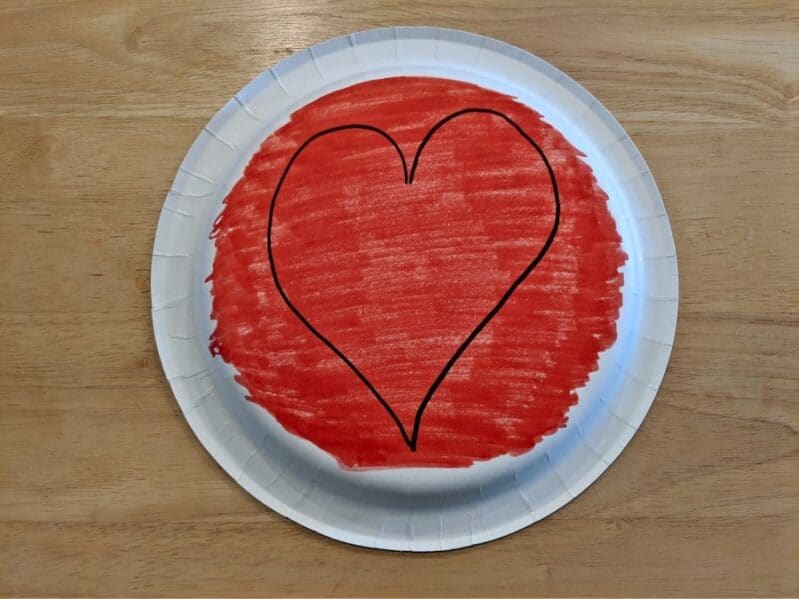 Draw a heart to set up your fine motor craft for kids!