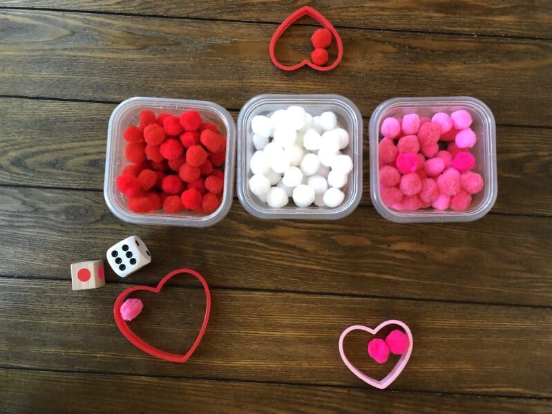Setting up for this easy Valentine's Day activity for kids is super fast!