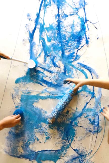 What will you create for your winter big art painting project for all ages? We love this creative art activity!