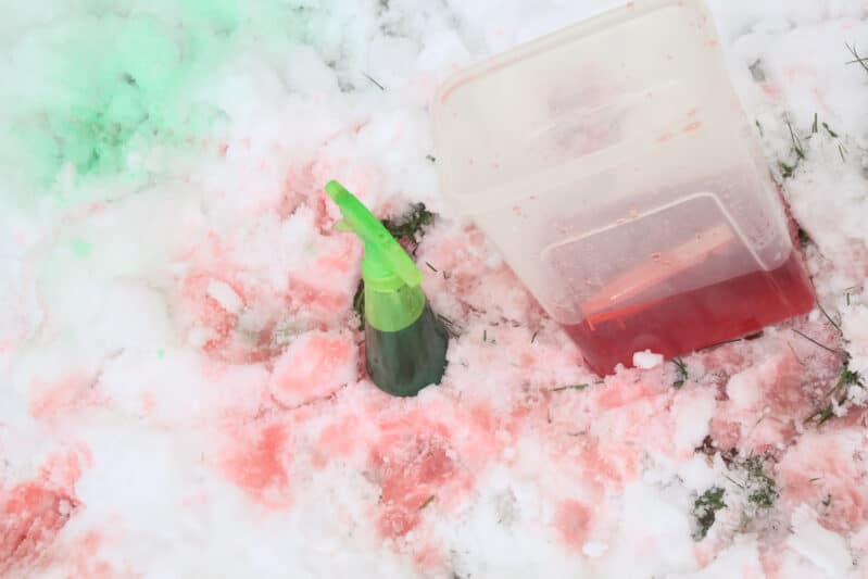 Mix colored water for a fun outdoor winter activity!